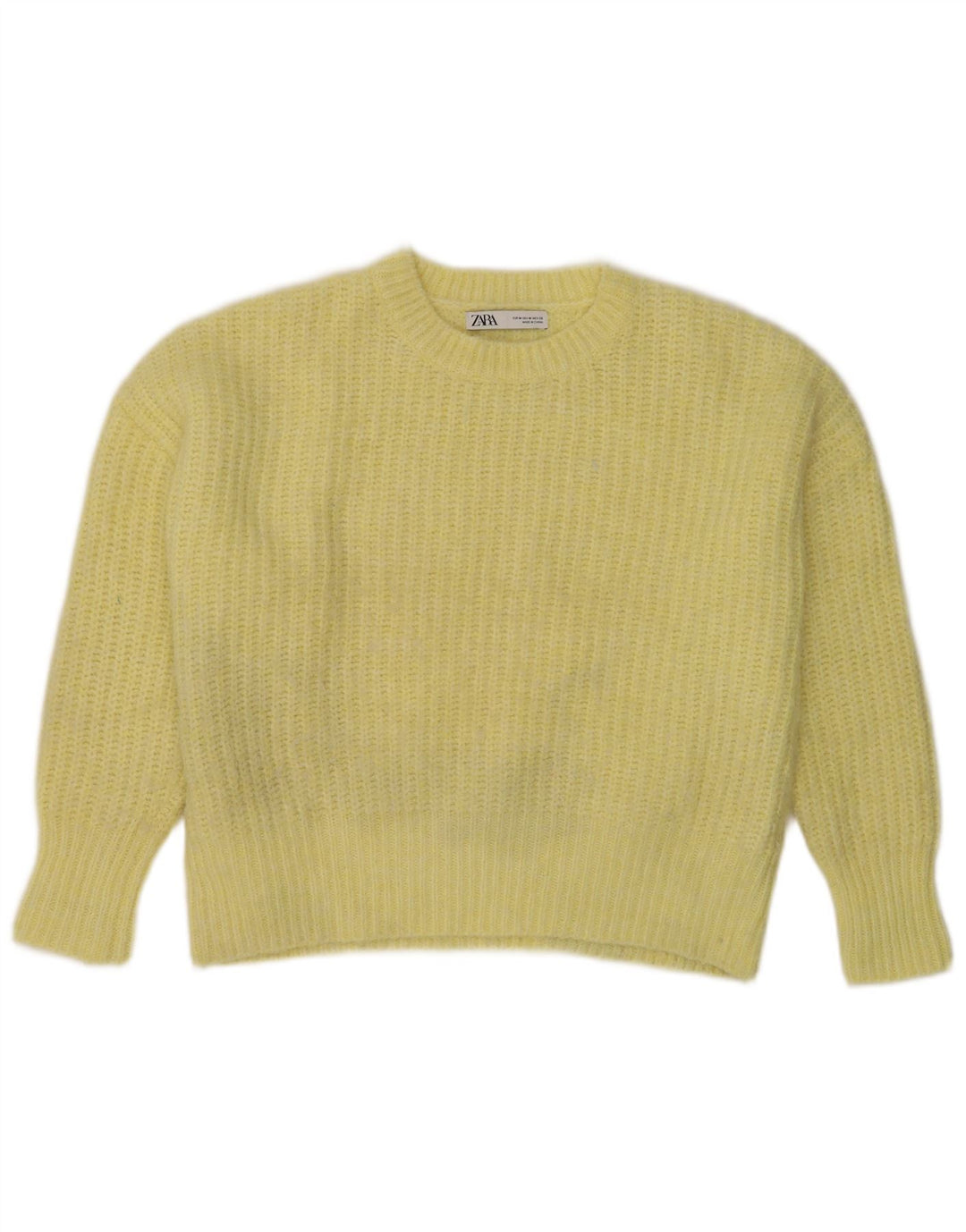 Maglione corto con scollo a barca oversize da donna Zara UK 14 Giallo medio