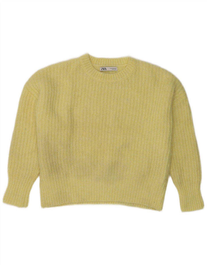 Maglione corto con scollo a barca oversize da donna Zara UK 14 Giallo medio