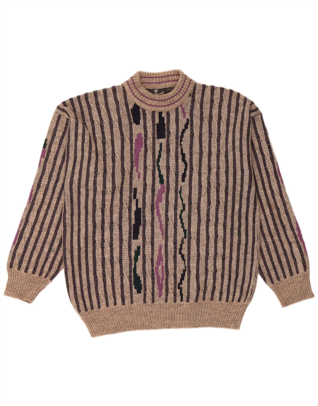 MAPIER Maglione girocollo da uomo a righe grandi grigie