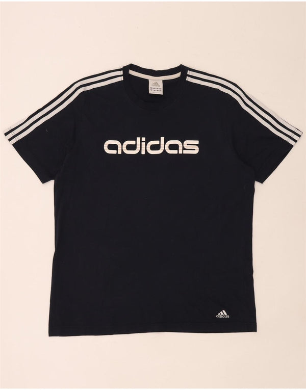 T-shirt grafica da uomo Adidas Top grande blu navy