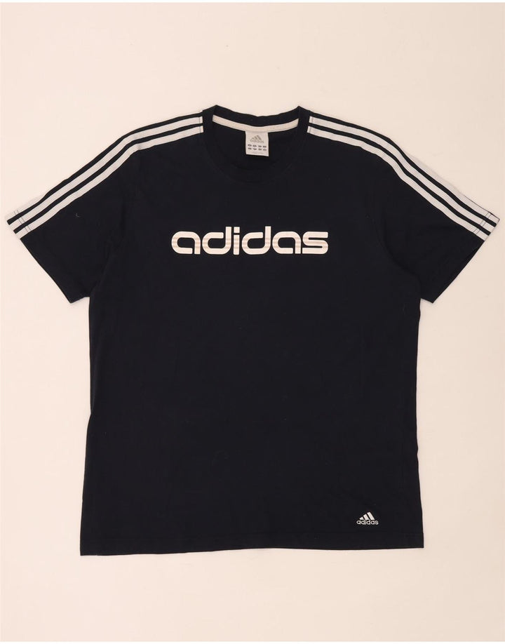 T-shirt grafica da uomo Adidas Top grande blu navy