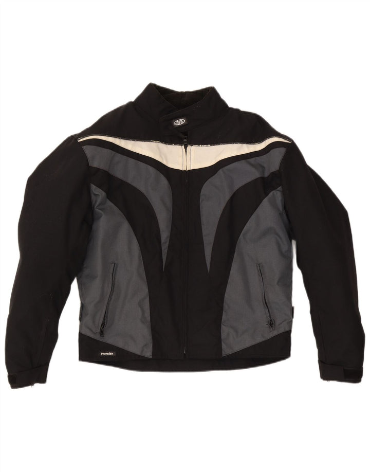 Giacca da pilota vintage da uomo UK 36 Small Black Colourblock in poliammide