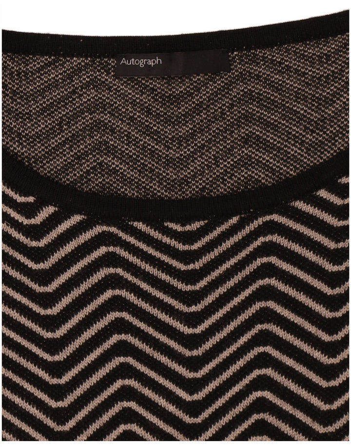 Abito maglione autografo da donna Marks & Spencer UK 12 Chevron nero medio