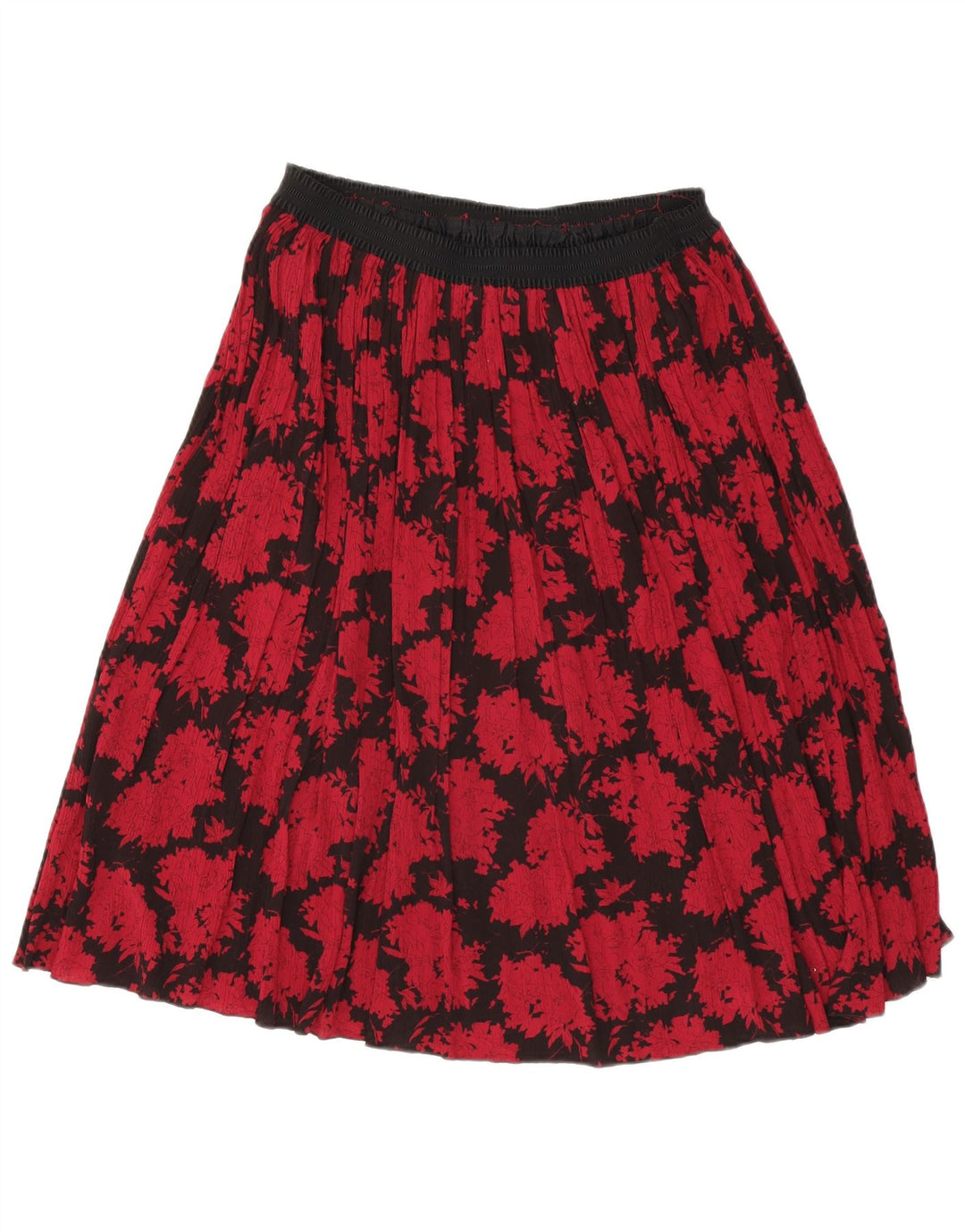Gonna a trapezio da donna vintage W30 poliestere floreale rosso medio