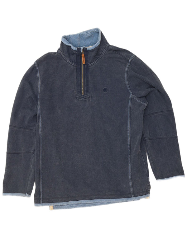 Fat Face Mens Zip Neck Sweatshirt Jumper Large Navy Blue Cotton