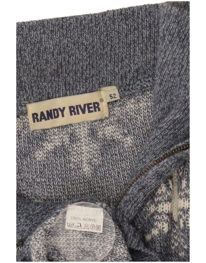 Maglione da uomo con collo con zip Randy River IT 52 Large Grey Geometric