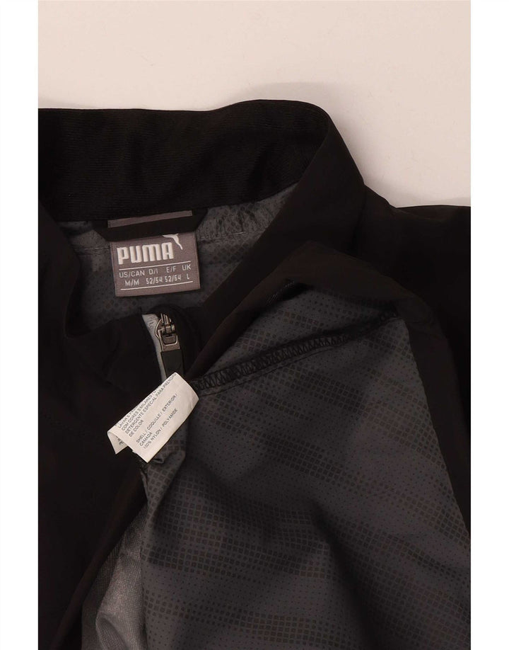 T-shirt Puma da uomo con zip e collo, grande, in nylon nero