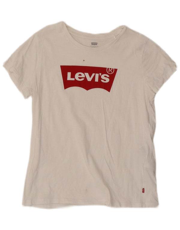 T-shirt grafica da donna Levi's Top UK 12 cotone bianco medio
