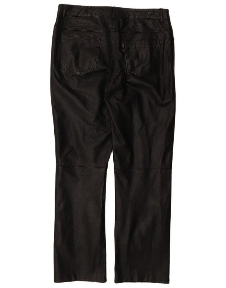 Pantaloni dritti in pelle da donna Ricano W34 L30 in pelle nera