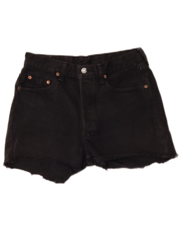 Pantaloni caldi in denim a vita alta da donna Levi's W30 grandi in cotone nero