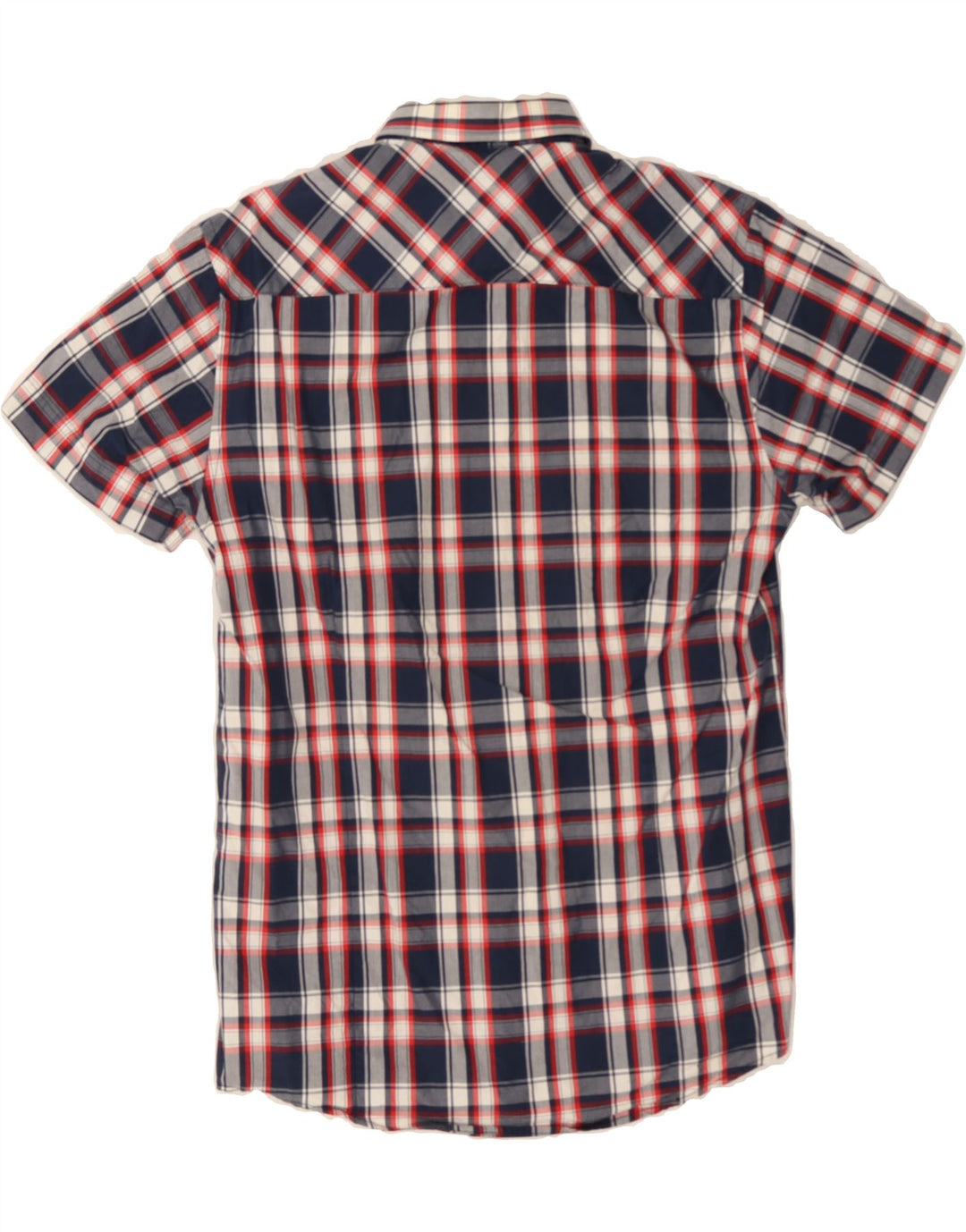 JACK & JONES Mens Short Sleeve Shirt Small Navy Blue Check Cotton Vintage Jack & Jones and Second-Hand Jack & Jones from Messina Hembry 