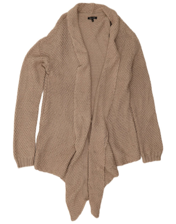 Maglione cardigan aperto da donna Massimo Dutti UK 16 grande cotone beige