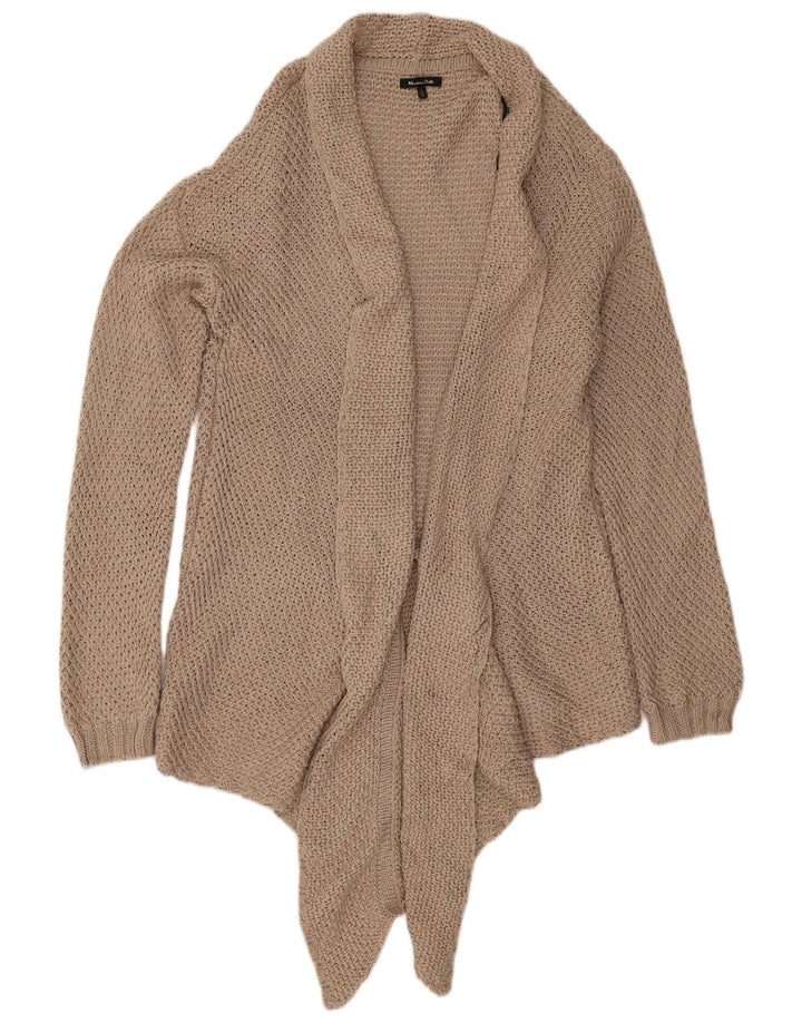 Maglione cardigan aperto da donna Massimo Dutti UK 16 grande cotone beige
