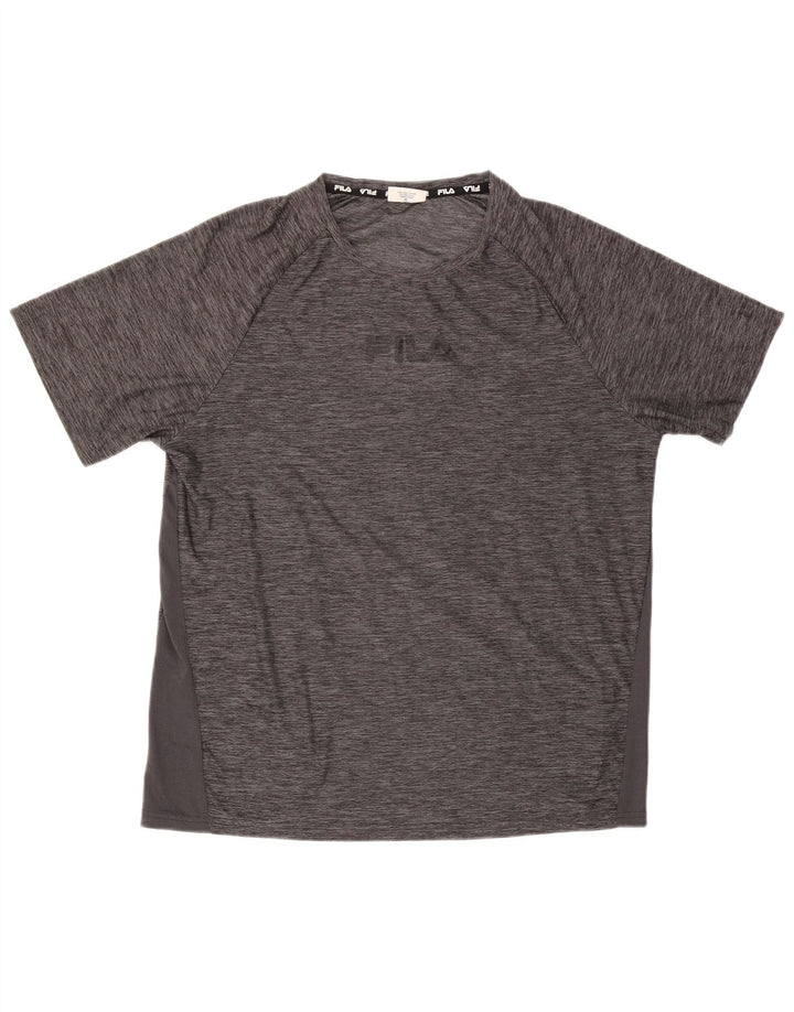 T-shirt da uomo Fila Top Large in poliestere chiazzato grigio