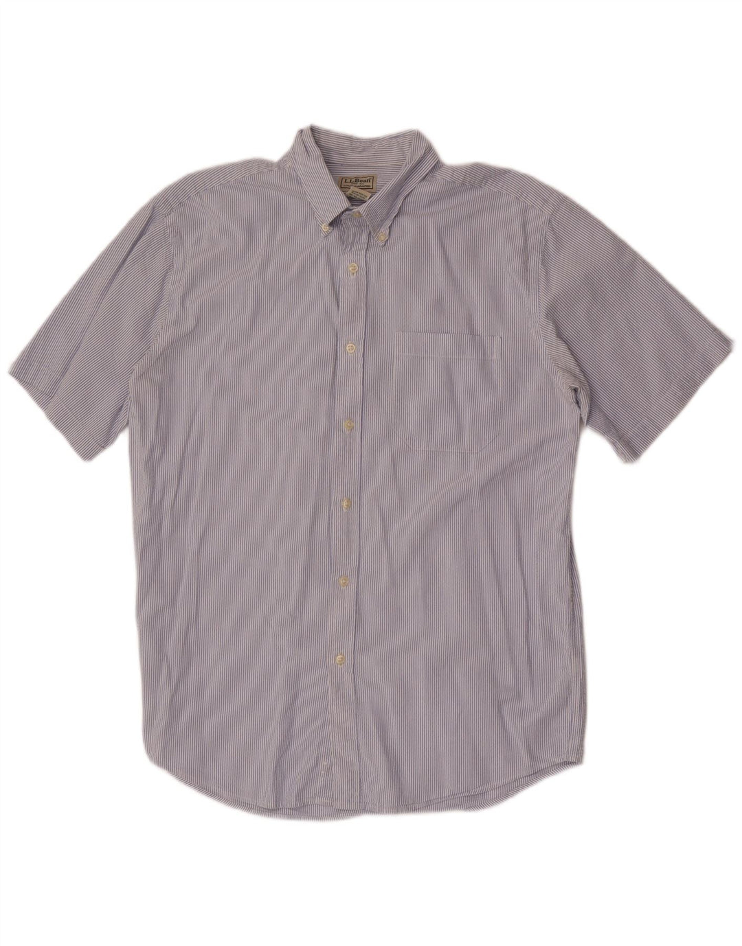 Camicia a maniche corte da uomo L.L.Bean in cotone gessato blu medio
