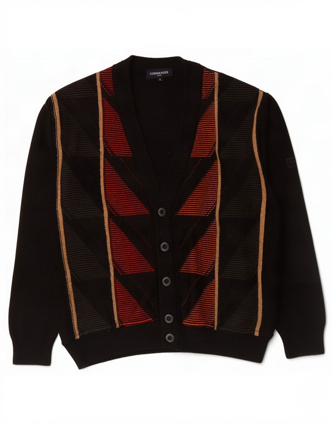 Maglione cardigan da uomo Commander IT 48 Piccolo poliacrilico geometrico nero