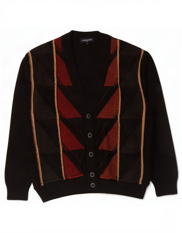 Maglione cardigan da uomo Commander IT 48 Piccolo poliacrilico geometrico nero