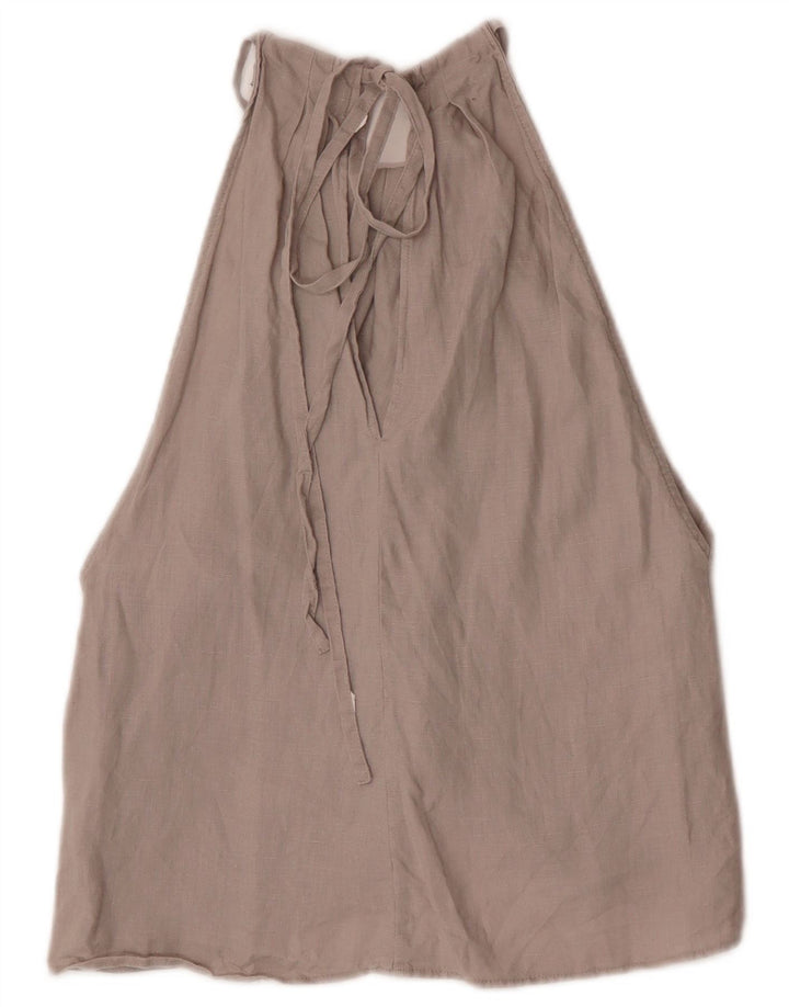 Top all'americana da donna Zara UK 8 piccolo lino grigio