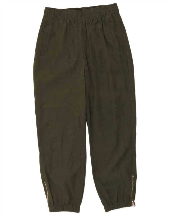 ZARA Womens Joggers Cropped Trousers Small W26 L25 Khaki Polyester