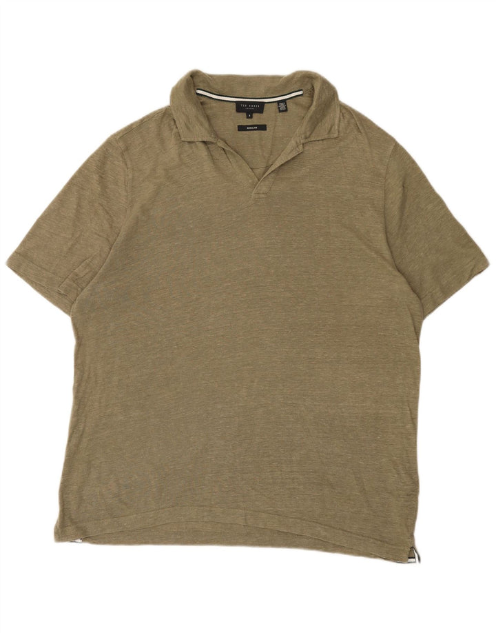 Polo regolare da uomo Ted Baker taglia 4 grande lino kaki