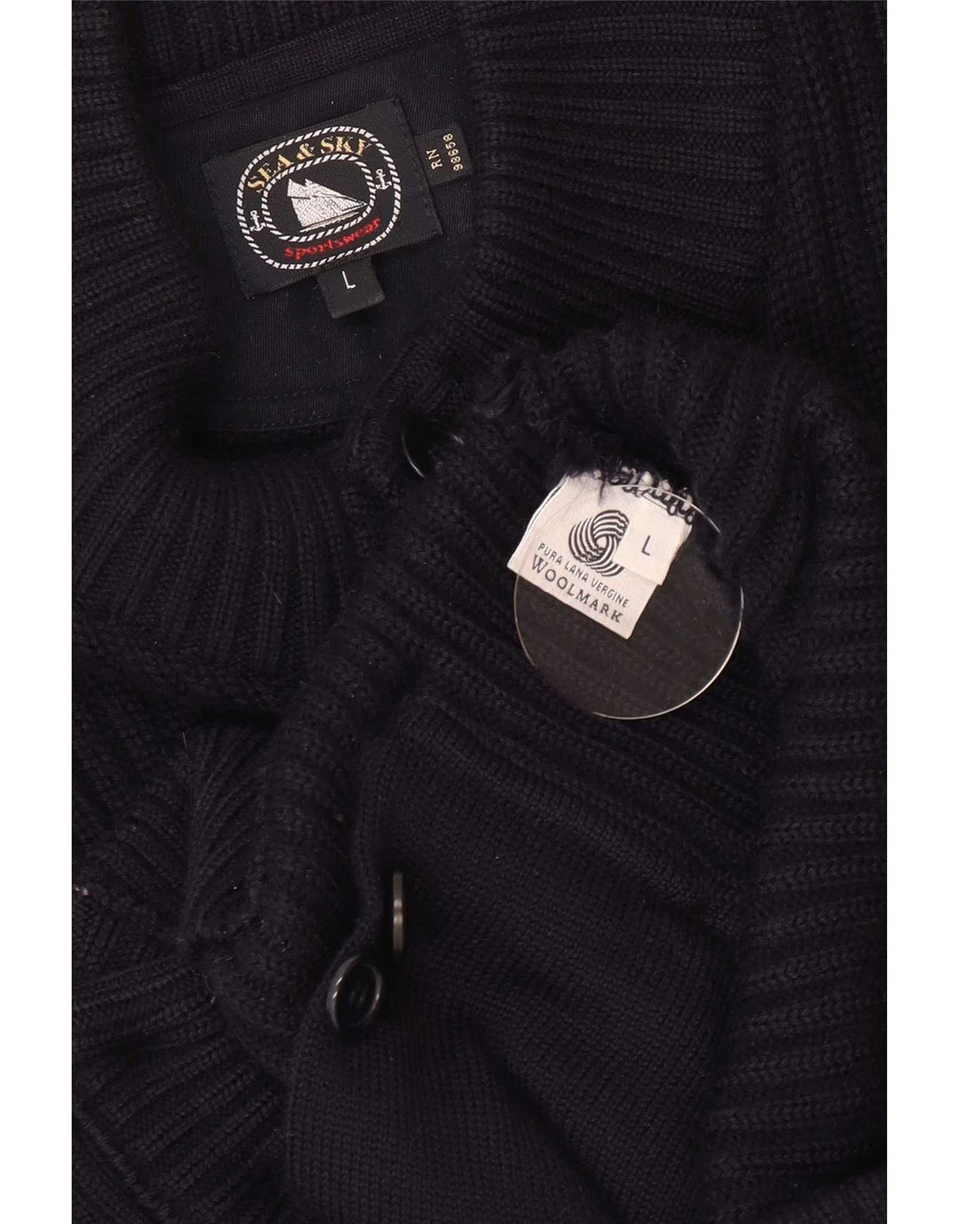 Maglione cardigan da uomo Sea & Sky grande lana blu navy