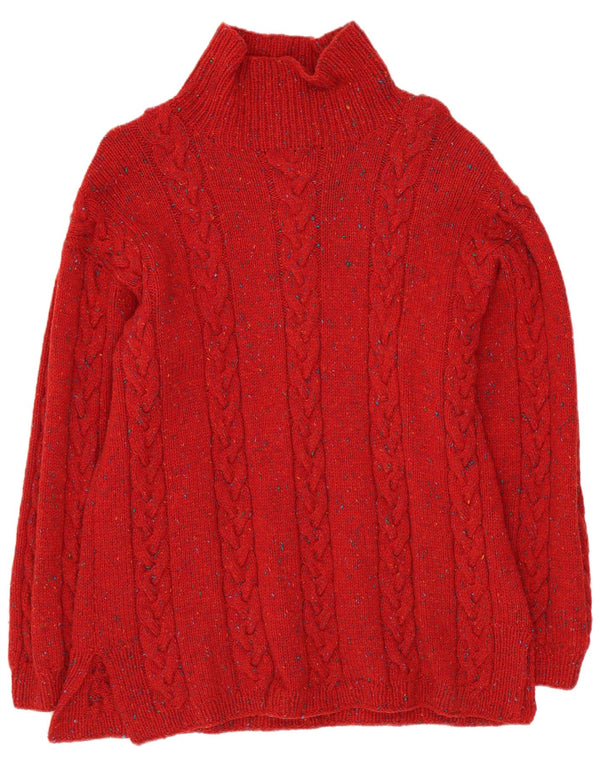 Maglione maglione collo alto da uomo VINTAGE rosso medio screziato
