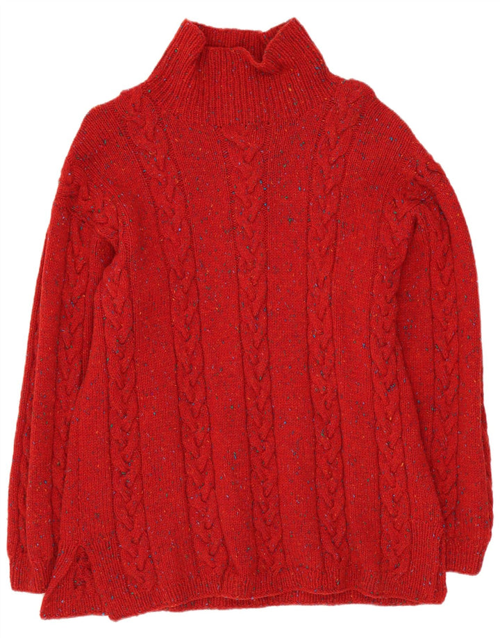 Maglione maglione collo alto da uomo VINTAGE rosso medio screziato