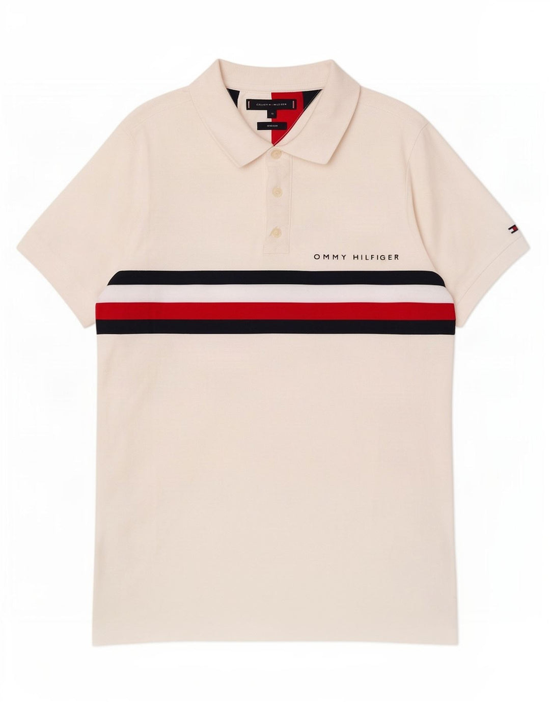 Polo da uomo slim fit grafica Tommy Hilfiger color block bianco medio