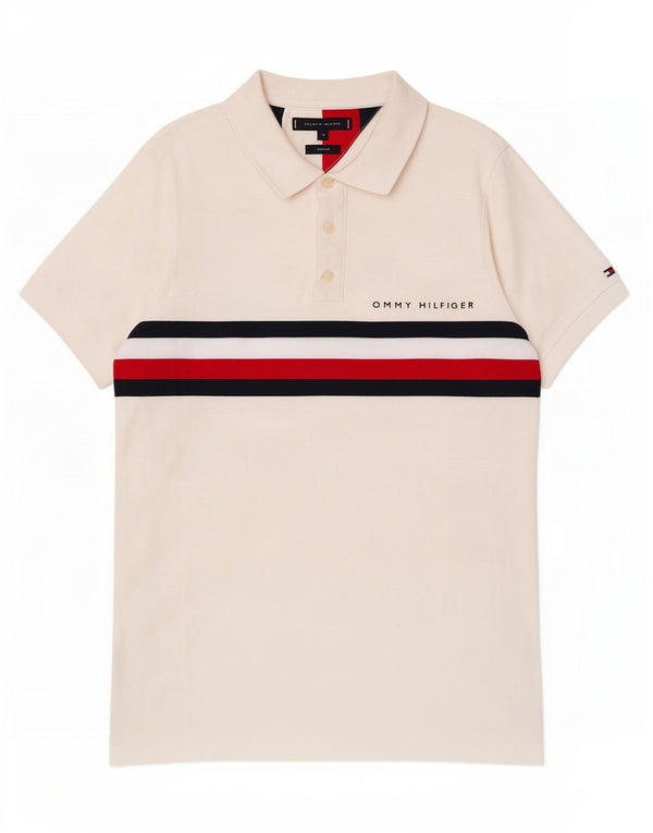 Polo da uomo slim fit grafica Tommy Hilfiger color block bianco medio