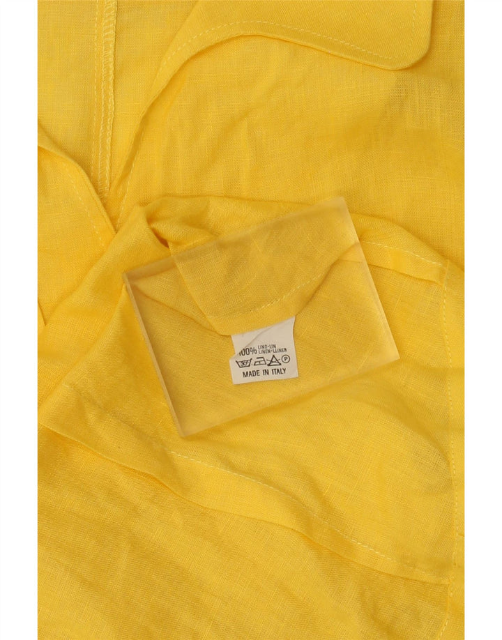 Camicetta senza maniche da donna VINTAGE UK 14 Lino giallo medio