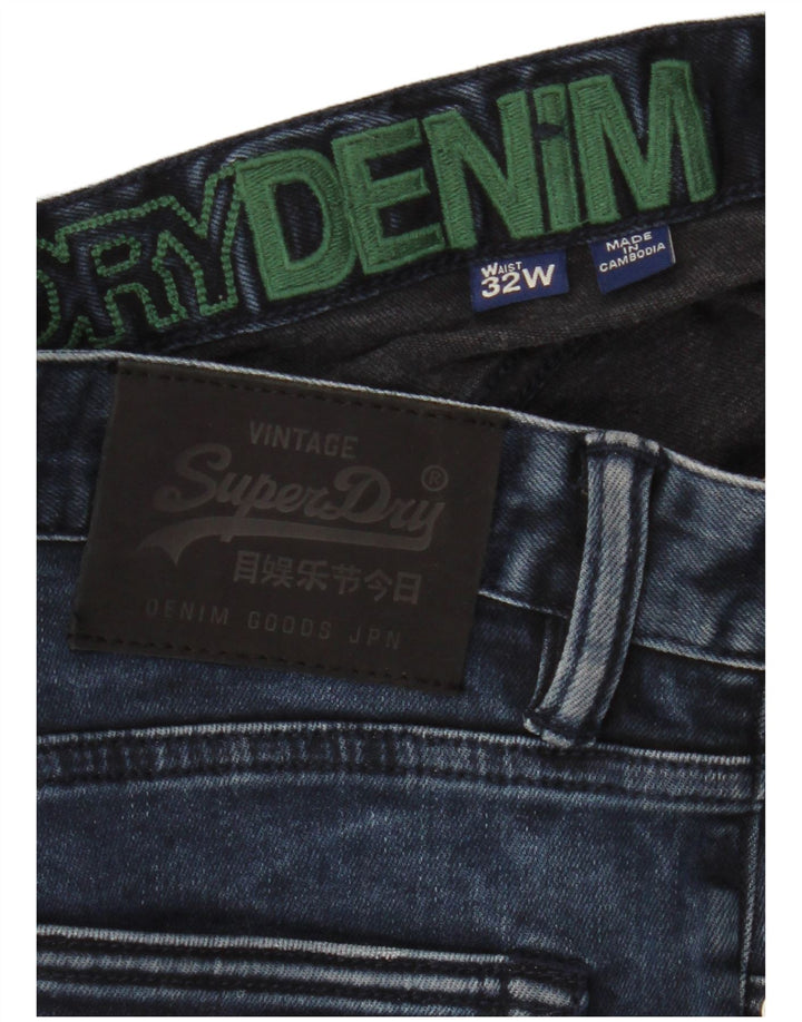 Pantaloncini di jeans da uomo Superdry W32 cotone blu navy medio