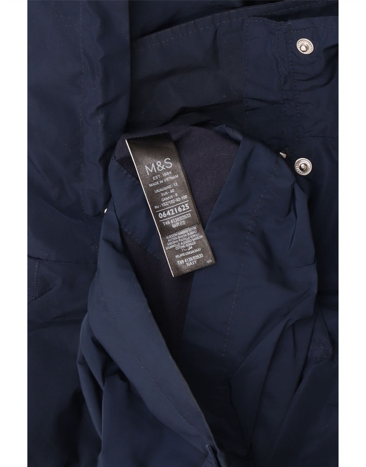 Giubbotto bomber con cappuccio da donna Marks & Spencer UK 12 medio blu navy