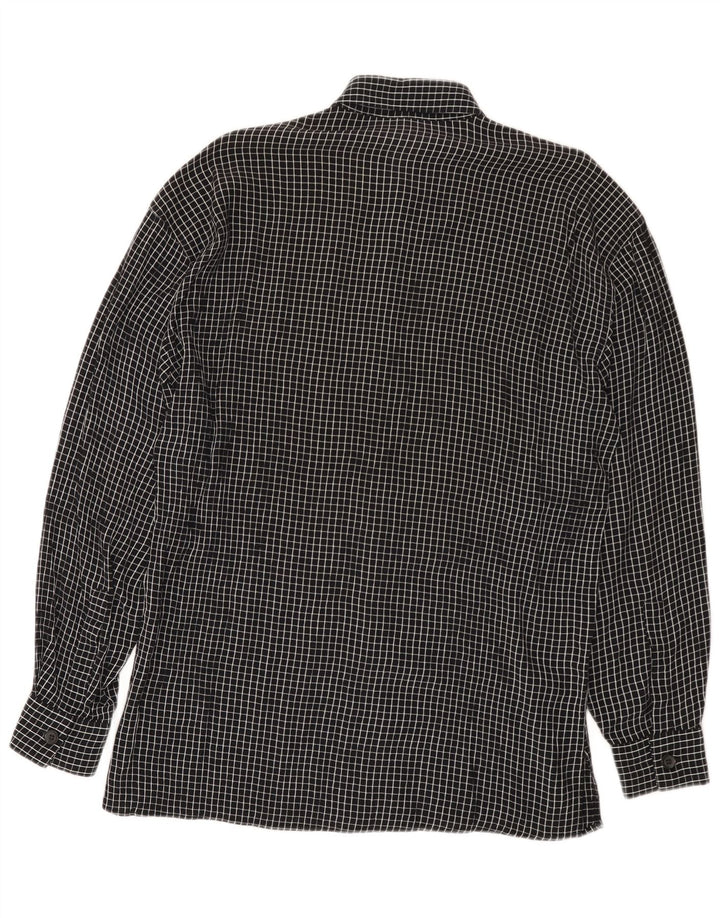 Camicia vintage da uomo a quadri neri medi