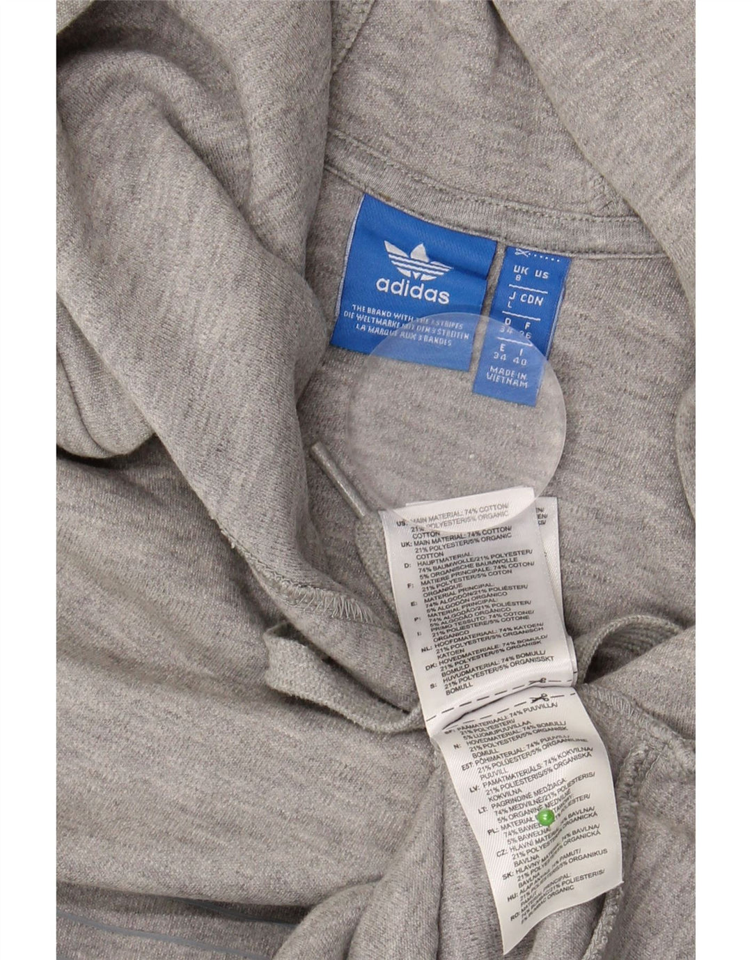 Maglione con cappuccio oversize grafico da donna ADIDAS UK 8 piccolo cotone grigio