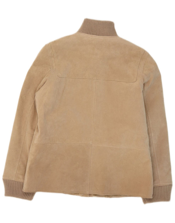 Giubbotto bomber in pelle scamosciata da donna Castro UK 14 grande in pelle beige