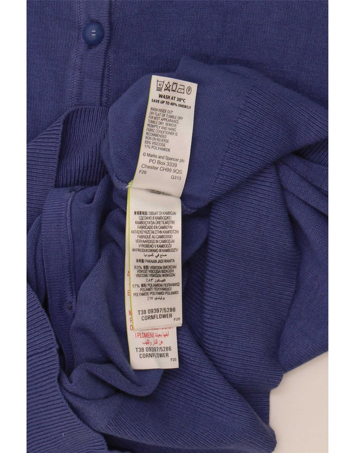 Maglione cardigan da donna Marks & Spencer UK 16 grande viscosa blu