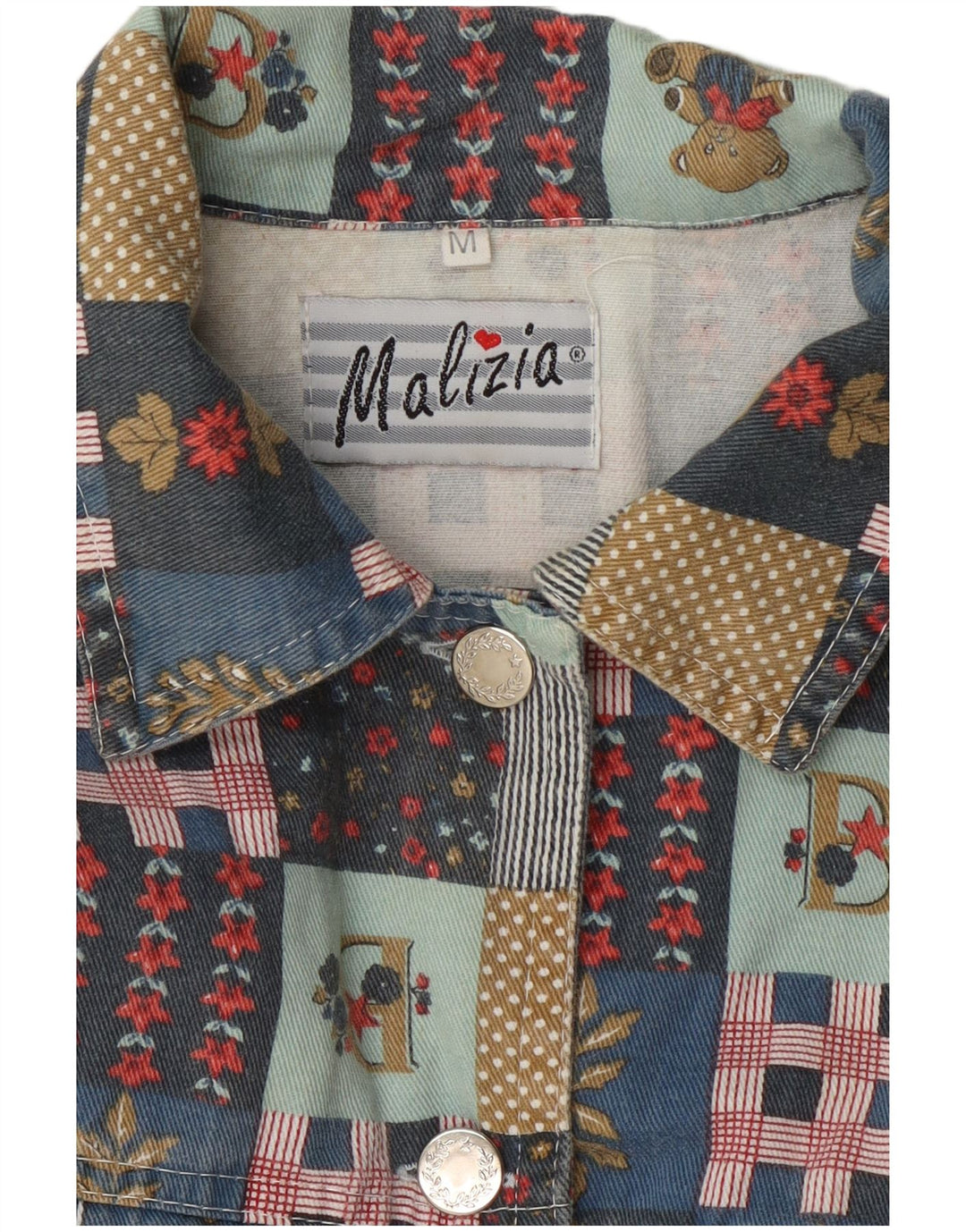 Giubbotto bomber corto da donna vintage UK 14 Patchwork medio multicolore