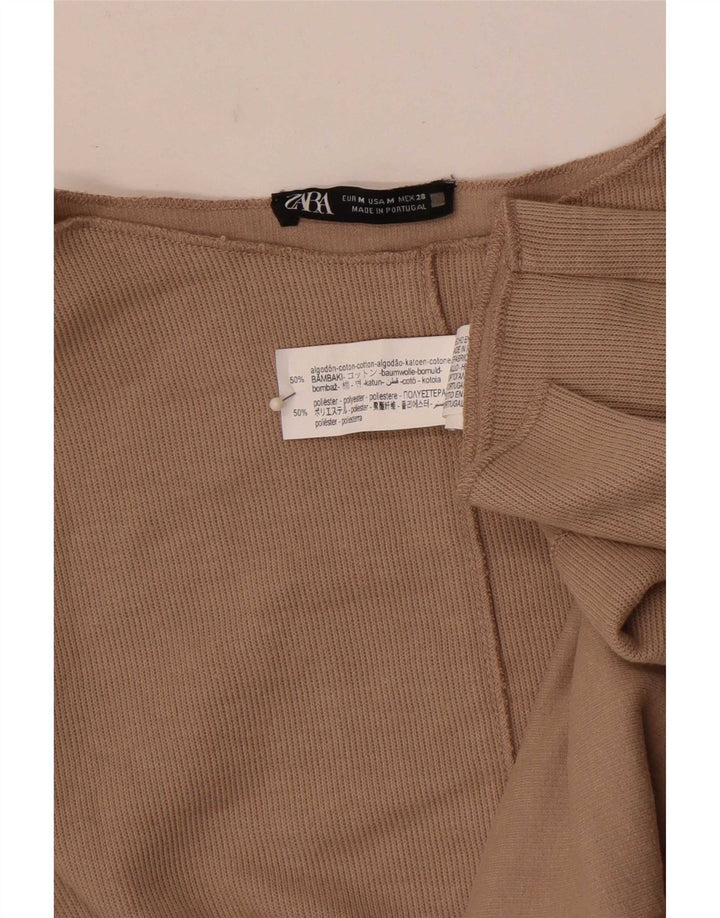 Top Zara da donna a maniche lunghe UK 14 cotone grigio medio