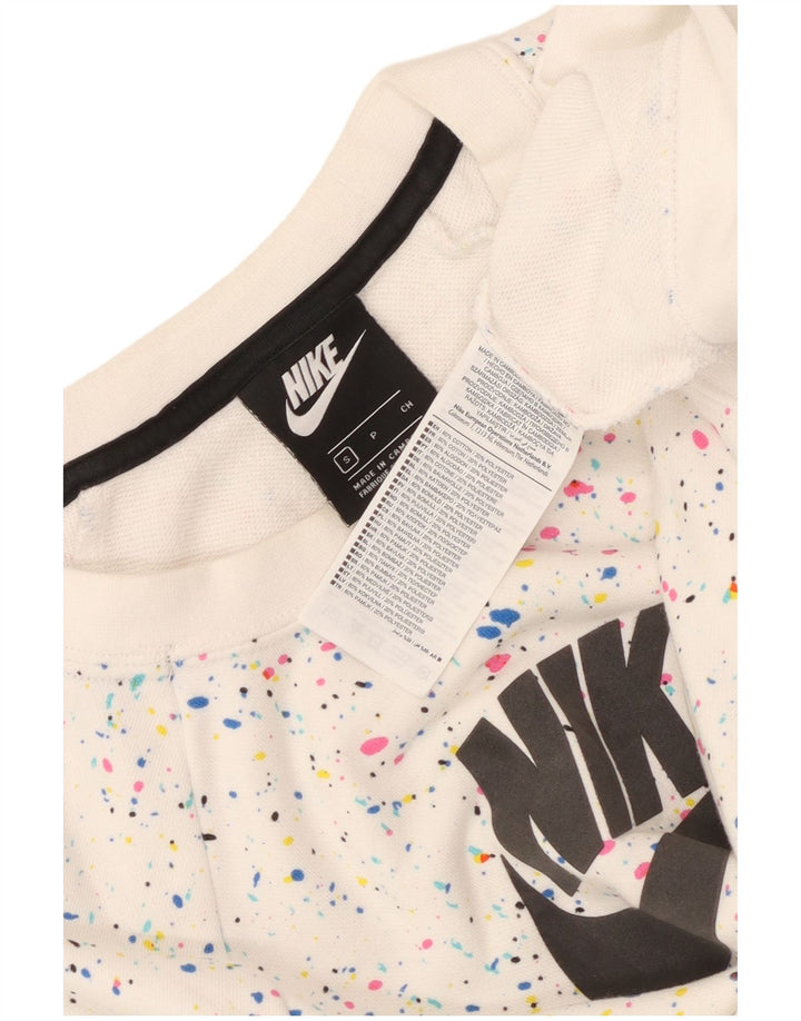 Felpa oversize con grafica Nike da donna UK 10 piccola bianca maculata