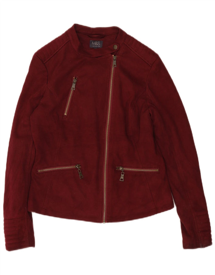 Giacca da motociclista da donna Marks & Spencer UK 10 Piccolo motociclista in poliestere bordeaux