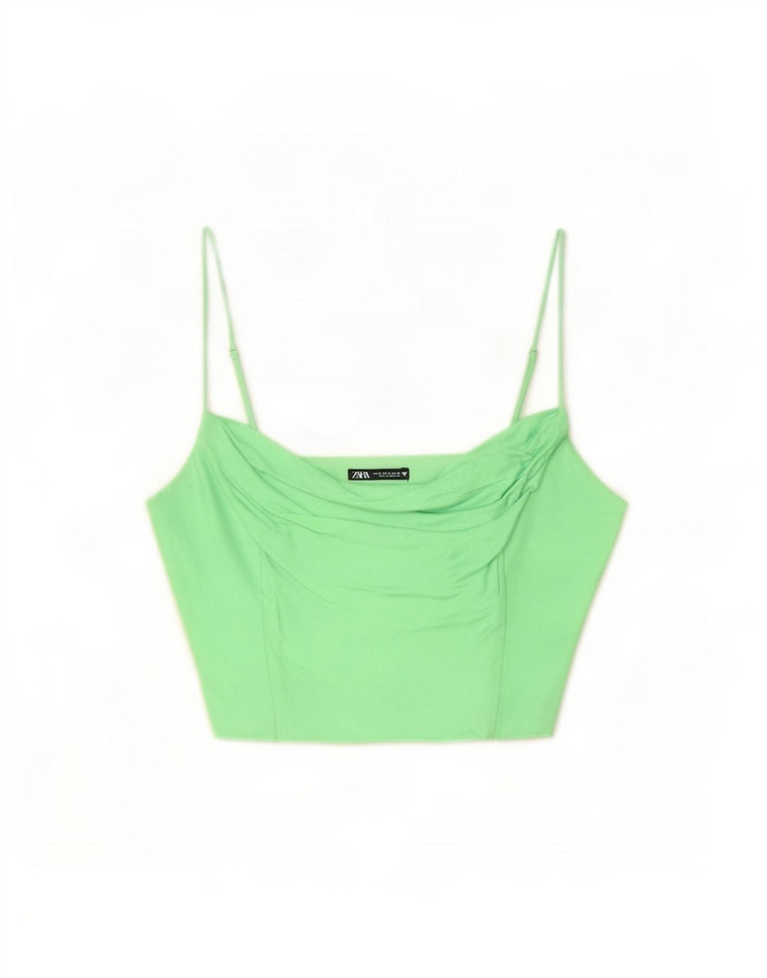 Canotta corta da donna Zara UK 12 viscosa verde medio