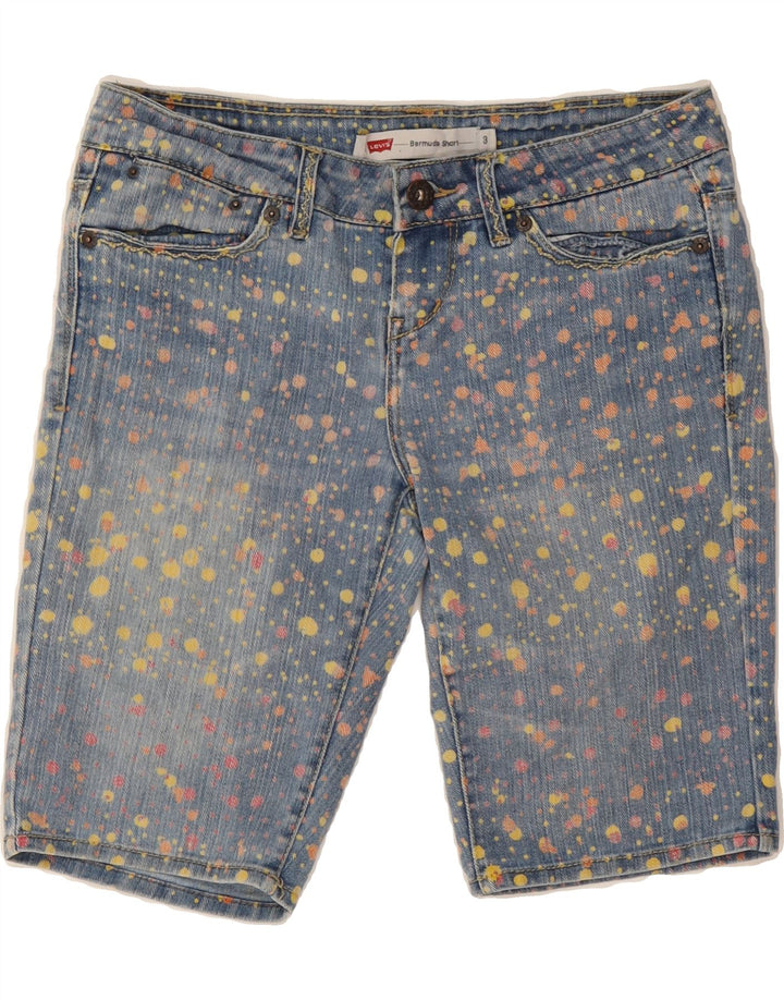 LEVI'S Womens Denim Bermuda Shorts US 3 Small W30 Blue Spotted Ramie Vintage Levi's and Second-Hand Levi's from Messina Hembry 