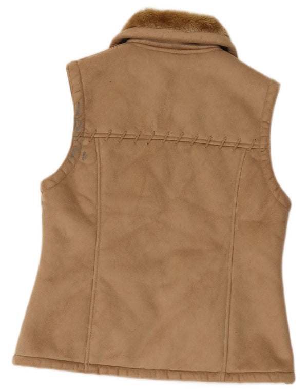 Gilet Sherpa da donna vintage UK 12 beige medio