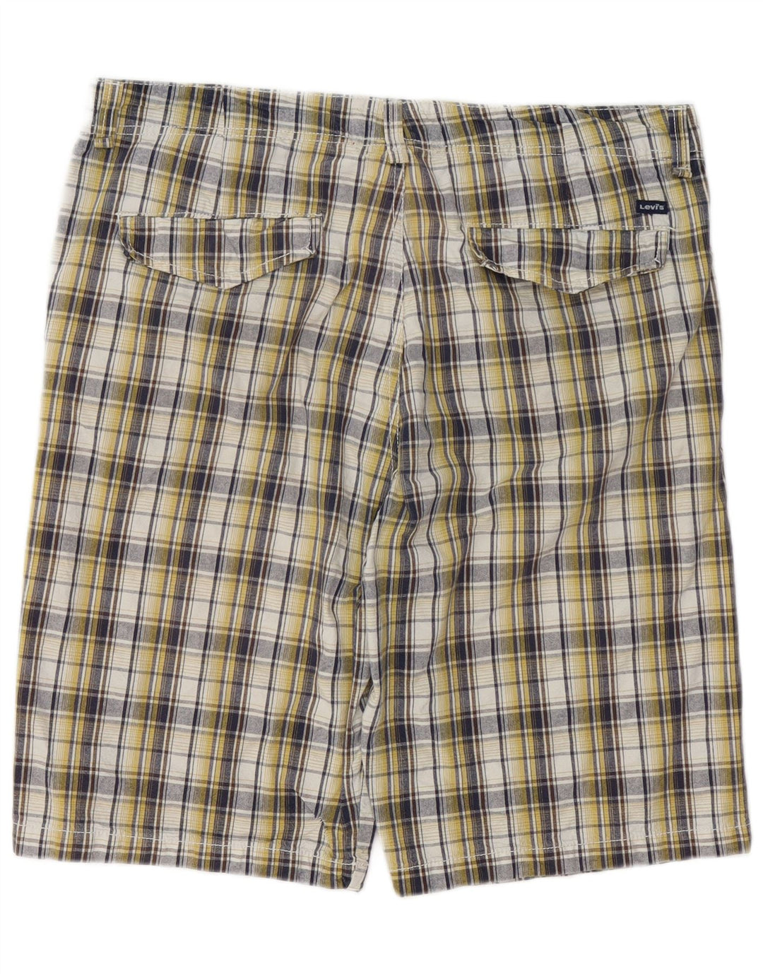 LEVI'S Mens Chino Shorts W36 Large Yellow Check Cotton
