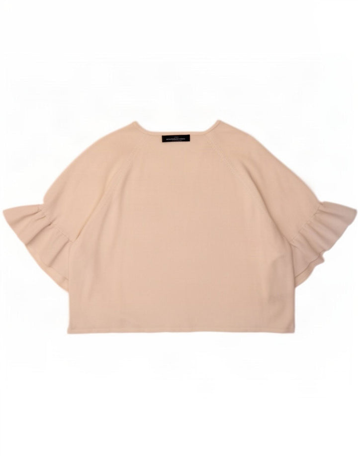 Marks & Spencer Top corto bolero aperto da donna UK 16 grande viscosa bianca
