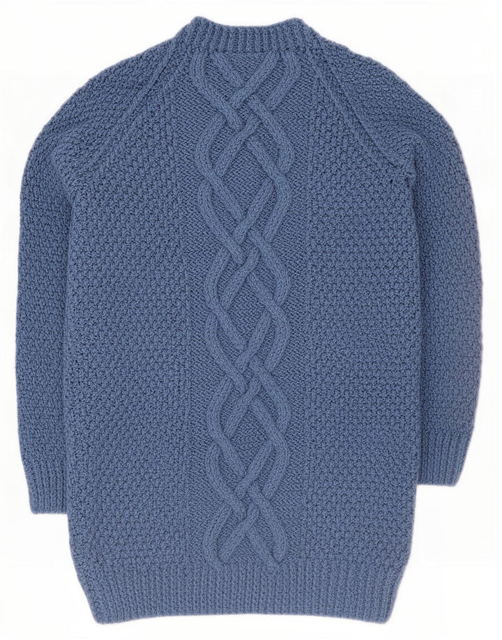 Maglione cardigan lungo da donna vintage UK 14 Blu medio