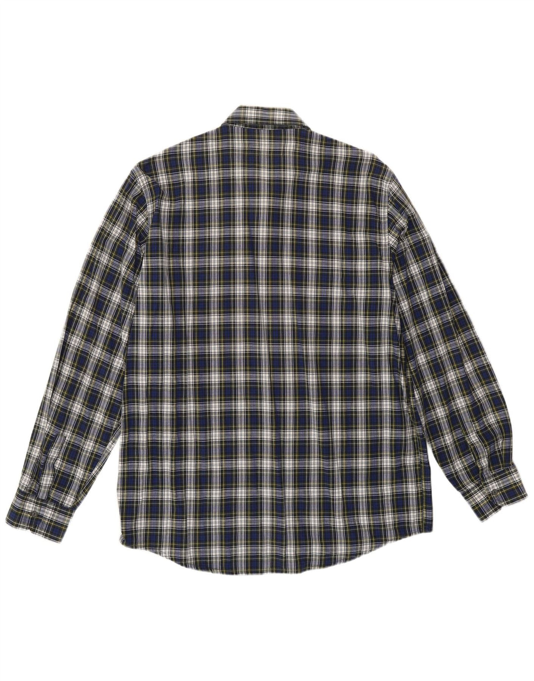 CROWN Camicia da uomo in flanella taglia 42 grande cotone a quadri blu navy