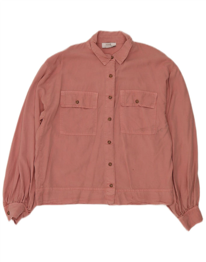 Topshop Donna Overshirt Camicia oversize UK 10 Small Lyocell rosa