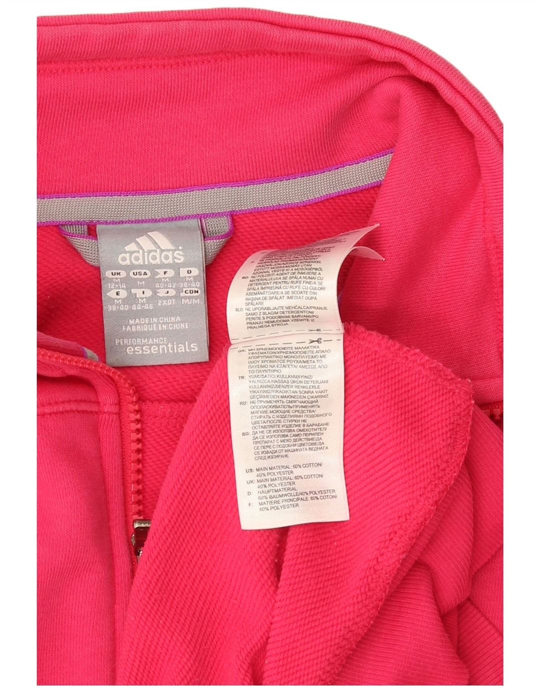 Giacca da tuta da donna Adidas UK 12/14 Cotone rosa medio