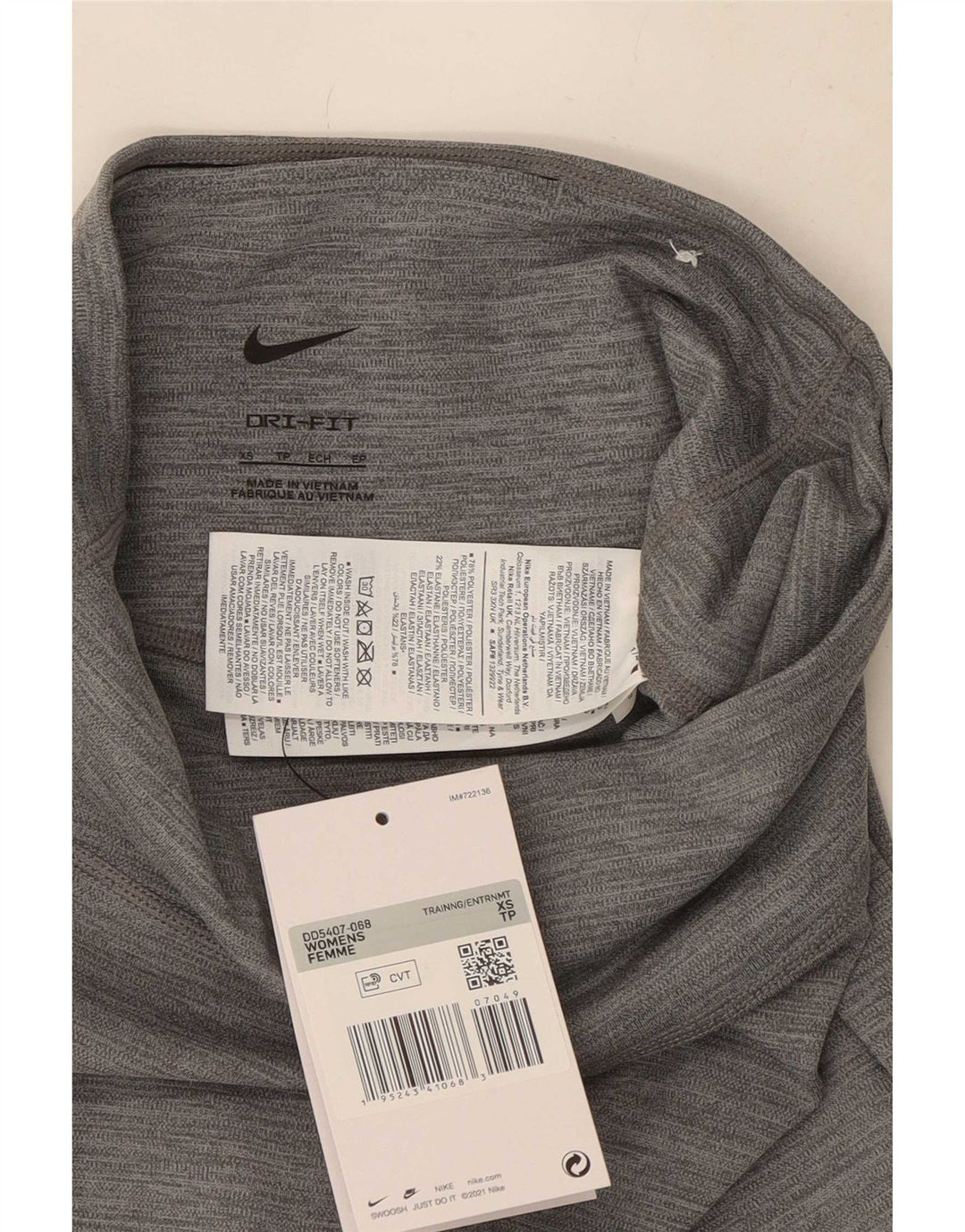 Leggings grafici Nike Dri Fit da donna UK 4 XS poliestere chiazzato grigio